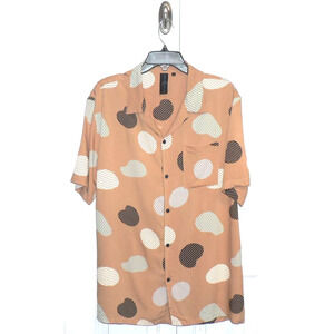 Soul Star England Mens Button Up Collared Viscose Shirt in Raindrop Multi XL $80